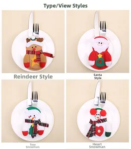 Weihnachts-Besteckhalter-Set mit Rentier, Weihnachtsmann und Schneemann Tischdeko