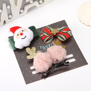 Christmas hair accessories set with Santa Claus headband and reindeer antler hairpins