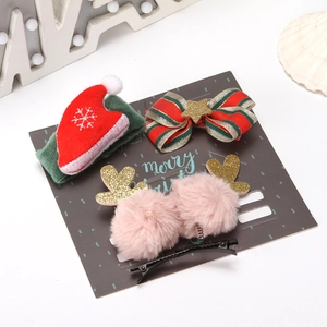 Christmas hair accessories set with festive clips and elk horns on gift display card