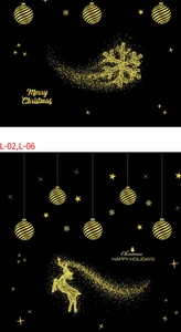 Detailed gold glitter snowflake and reindeer static window cling for Christmas decor