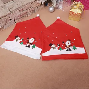 Set of 2 Christmas chair covers with Santa Claus and Snowman prints in red and white