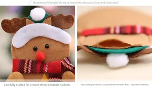 Detail von Rentier Besteckhalter aus Vliesstoff mit Karo-Schal für die Weihnachtsdeko