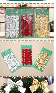 Set di fiocchi natalizi in rosso, oro e argento per decorazioni di alberi e regali