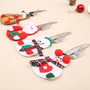 Weihnachts-Besteckhalter-Set mit Motiven von Weihnachtsmann, Schneemann und Rentier