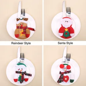 Besteckhalter-Set für Weihnachten mit Weihnachtsmann, Schneemann und Elch für den Tisch
