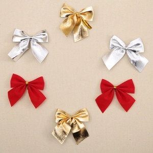 Set di 6 fiocchi per albero di Natale in oro, argento e rosso con trama metallica