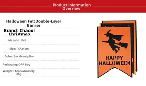 Double-layered Halloween felt banner with Happy Halloween letters and witch broom patterns