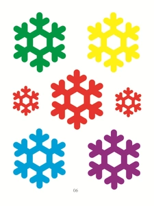 Christmas snowflake window stickers set in five colors including red green and blue