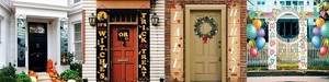 Vertical outdoor banner set with holiday themes like Halloween and Autumn for door decor