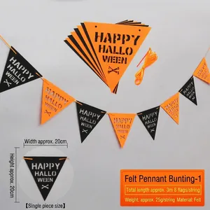 Double-layer Halloween felt banner featuring black and orange HAPPY HALLOWEEN cutouts