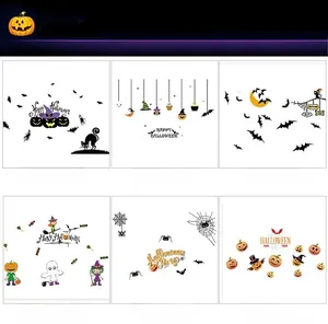 Halloween static window clings featuring pumpkins ghosts and bats for party decoration