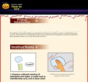 DIY instruction guide showing static cling window sticker application for Halloween decor