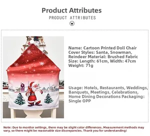 Macro view showing 61x47cm dimensions for Christmas Santa chair cover with soft fabric texture