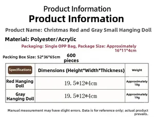 Specifiche dimensionali per bambole di Natale senza volto in rosso e grigio