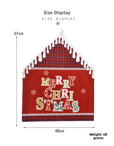 Detailed size specifications for a red flannel Merry Christmas themed chair back cover