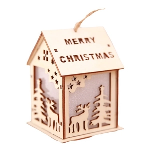Lightwood Merry Christmas glowing house ornament with reindeer and tree laser cutouts