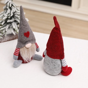 Christmas faceless gnomes plush decorations with grey and red hats for festive tabletop decor