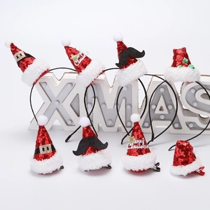 Christmas Sequin Mini Santa Hat Headband Hair Clip Party Decoration Headwear For Women Children Festival Gift Accessories