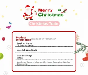 Spécifications détaillées du petit train de Noël en bois avec matériaux et dimensions