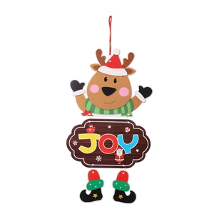 Christmas reindeer JOY hanging door sign ornament with colorful letters and starry boots