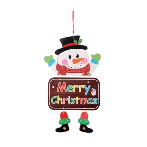 Christmas snowman welcome door hanger with Merry Christmas sign and red scarf decoration