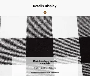 Detail display of high quality black and white checkered fabric with fine woven texture