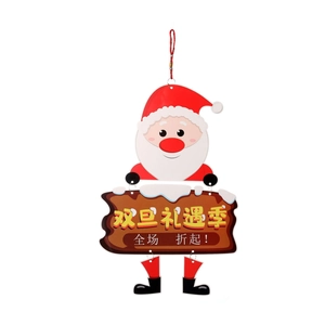 Christmas Santa Claus paper welcome sign door hanger with holiday boot pendants
