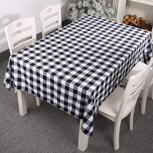 Classic black and white checkered rectangular tablecloth for Nordic home dining decor