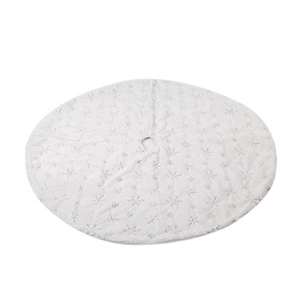 White plush Christmas tree skirt with silver sequin snowflakes 122cm tree base mat