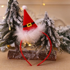 Christmas headband with red Santa hat and white fur trim for holiday party celebrations