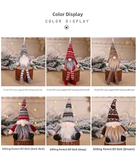Detailed view of handmade Christmas forest gnome plushies in various festive colors