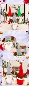 Makro-Detail von Weihnachtswichteln mit Elchgeweih und Strickmützen für Festtagsdeko