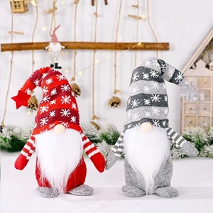 Gnome de Noël Poupée en Peluche Avec Bonnet en Tricot Étoile Flocon de Neige Ornement de Nain sans Visage Décoration Maison