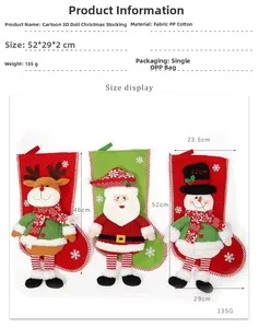 Detailed view of large 3D cartoon Santa Christmas stocking measuring 52x29cm with snowflakes
