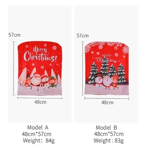 Detailed view of Merry Christmas chair covers with festive prints and 48x57cm dimensions