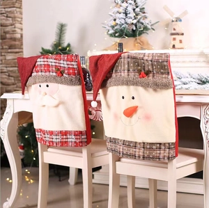 Housses de chaise de Noël Père Noël et Bonhomme de neige pour décoration de fête festive
