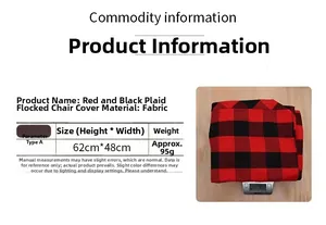 Detailed size parameters and weight measurement of red black plaid Christmas chair covers
