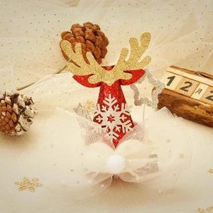 Weihnachten Rentiergeweih Haarklammer Mit Schneeflocke Schleife Pailletten Netz Mini Hut Haarnadeln Festliches Haar-Accessoires Für Damen