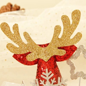 Funkelnde Rentiergeweih-Haarspangen mit roten Pailletten und Goldglitzer für Weihnachten