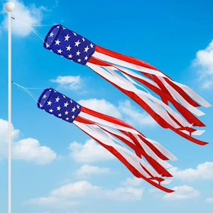 Independence Day Windsock Outdoor Hanging Decor US Flag Stars Stripes Patriotic Windsock For Fourth Of July Party Decor