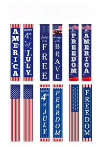 Vertical American Independence Day banners with stars and stripes for porch decoration