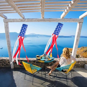 Set of 2 American flag windsocks with red white stripes for outdoor Independence Day decor