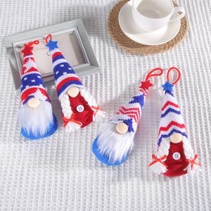 Set of four 4th of July patriotic gnomes with red white blue stars and stripes patterns