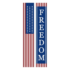 Independence Day patriotic door banners set with Freedom text and classic flag patterns