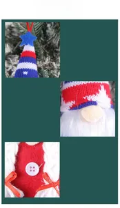 Detail of USA Independence Day gnome with striped knit hat and blue star ornament