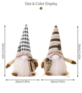 Detailed size chart for two coffee gnomes showing 29cm height and 20cm width