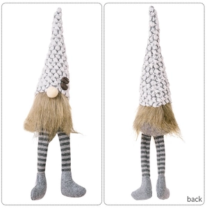 Front and back views of a coffee-themed gnome with striped dangling legs and bean detail