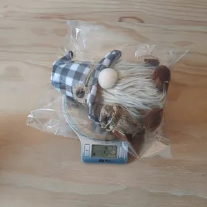 Weight display of a coffee gnome doll showing 152.3g on a scale for home decoration