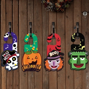 Cartello Appendiporta in Carta 3D di Halloween Strega Zucca Pipistrello Frankenstein Ciondolo Cartoon per Decorazione Casa