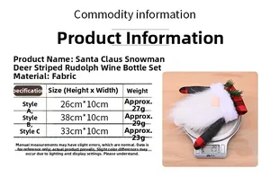 Detailed sizing and material specs for Gnome Christmas wine bottle cover decorations